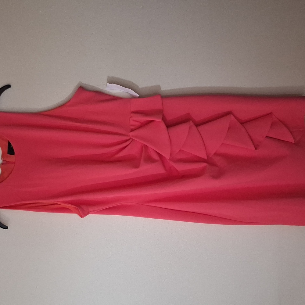 Elegant Coral Sleeveless Dress Size 14
